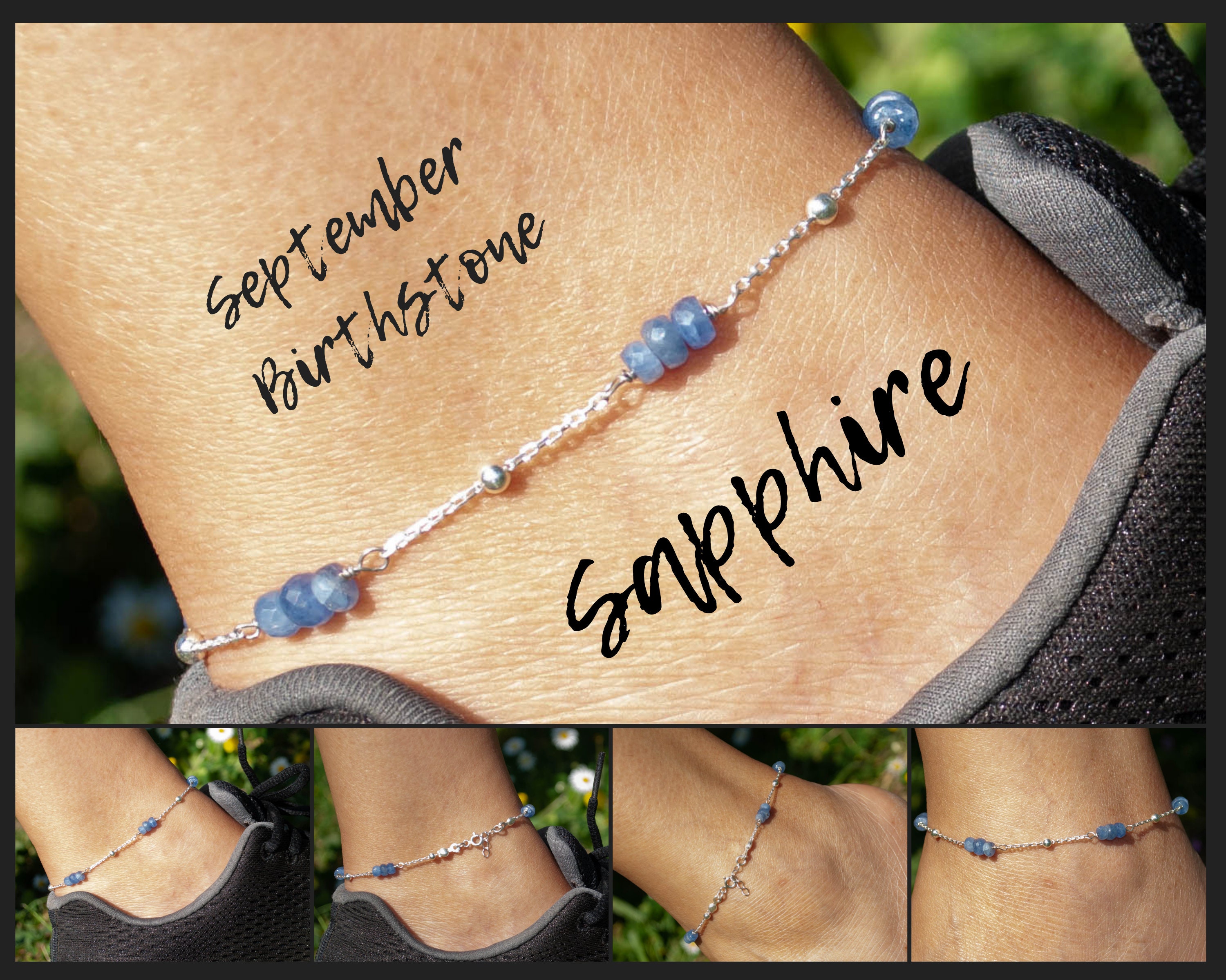Blue sapphire ankle sale bracelet