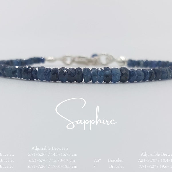 Blue Sapphire Bracelet, Dainty Sapphire Bracelet, September birthstone bracelet, Silver blue sapphire bracelet, Minimalist Sapphire bracelet