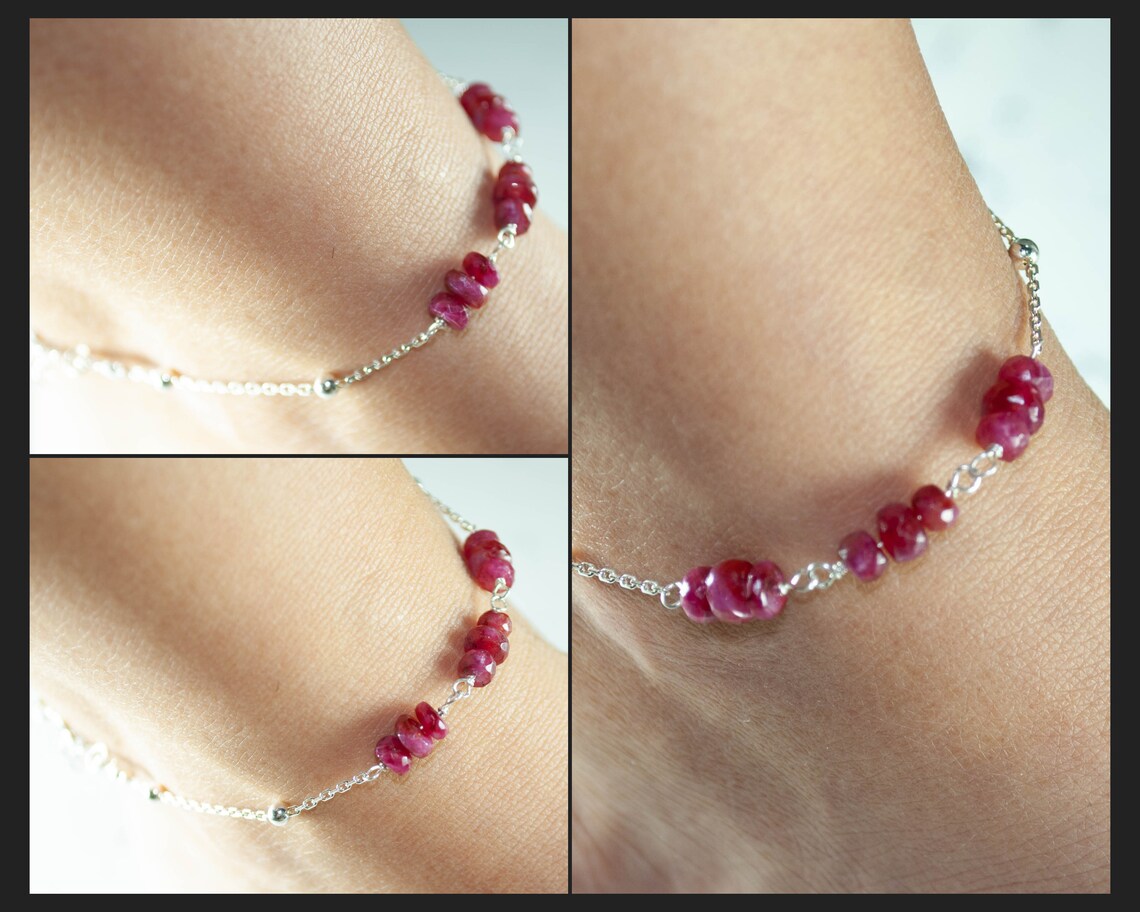 Ruby Ankle Bracelet Ankle Bracelets for Women Sterling Etsy