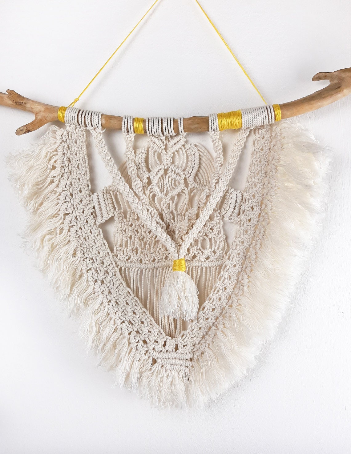 Tenture Murale en Macramé Style Boho - Décoration Coton Modèle Tiki