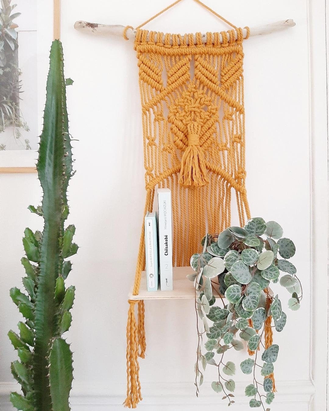 Tenture/Etagère Murale en Macramé Style Boho - Décoration Coton Modèle Tiki