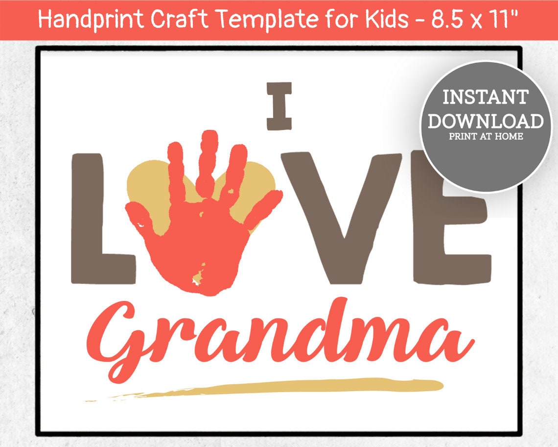 I LOVE Grandma Handprint Craft Template Gift for Grandma | Etsy