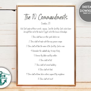 KJV Ten Commandments Printable Exodus 20 10 Commandments Sign Ten Commandments Christian Wall Art Christian Homeschool Printable Bible Print