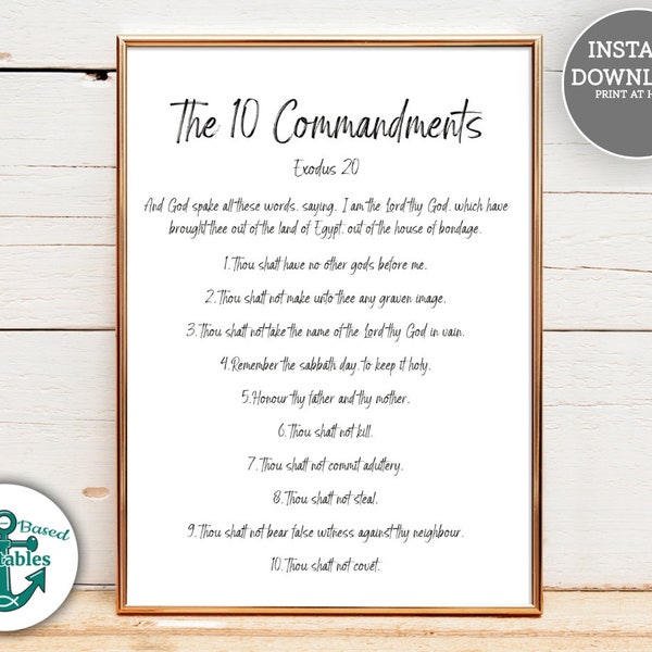 Ten Commandments Printable Kjv Etsy