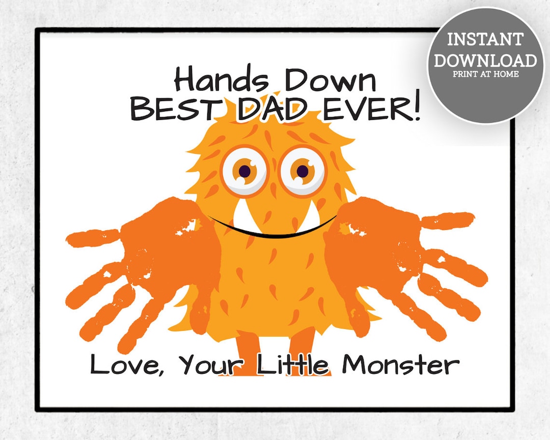 Hands Down Best Dad Ever Printable Handprint Craft Little Etsy