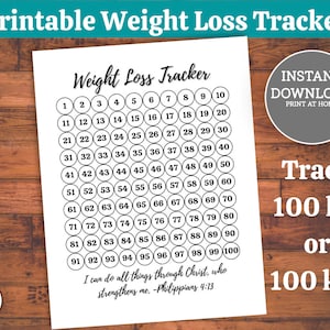 100 Lb Printable Weight Loss Tracker Printable Weight Loss Motivation ...