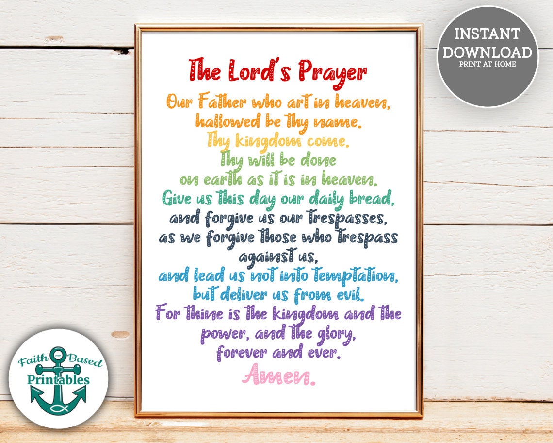 The Lord's Prayer Printable Christian Kids Wall Art - Etsy