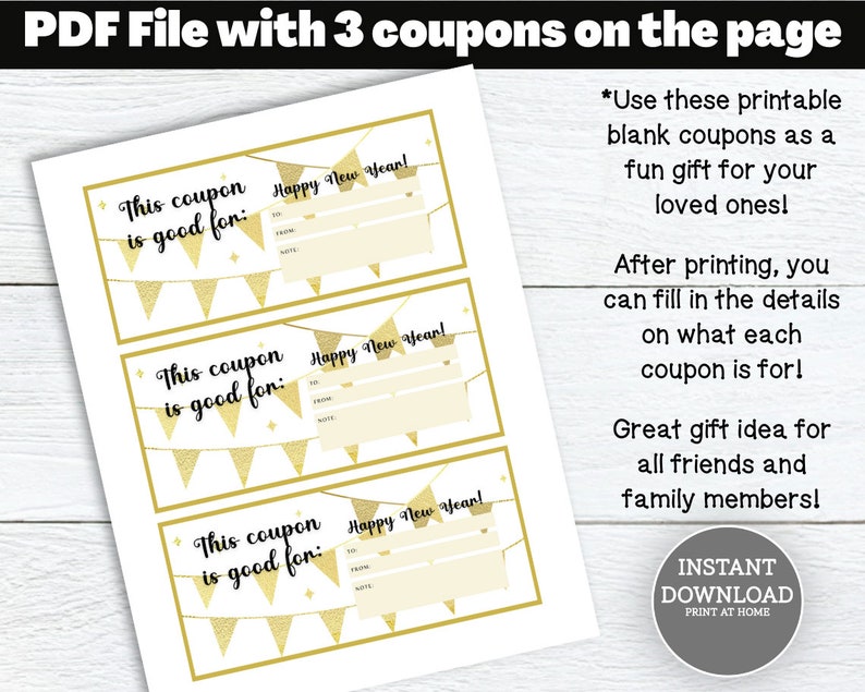 Printable New Year's Coupon Book Template Blank Coupons - Etsy
