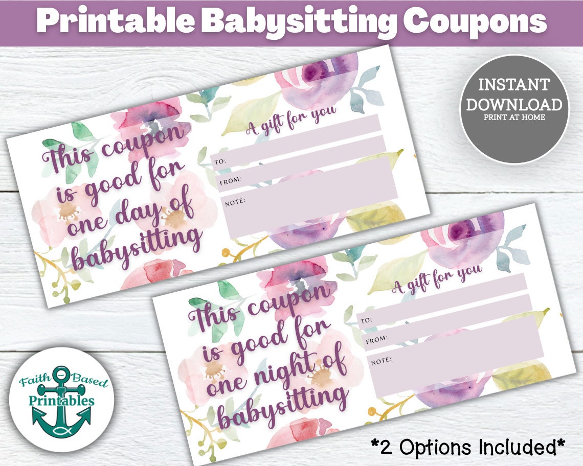 Babysitting Coupon Template Printable Coupons Free Baby Etsy Babysitting Coupon Template Printable Coupons Free Baby Etsy