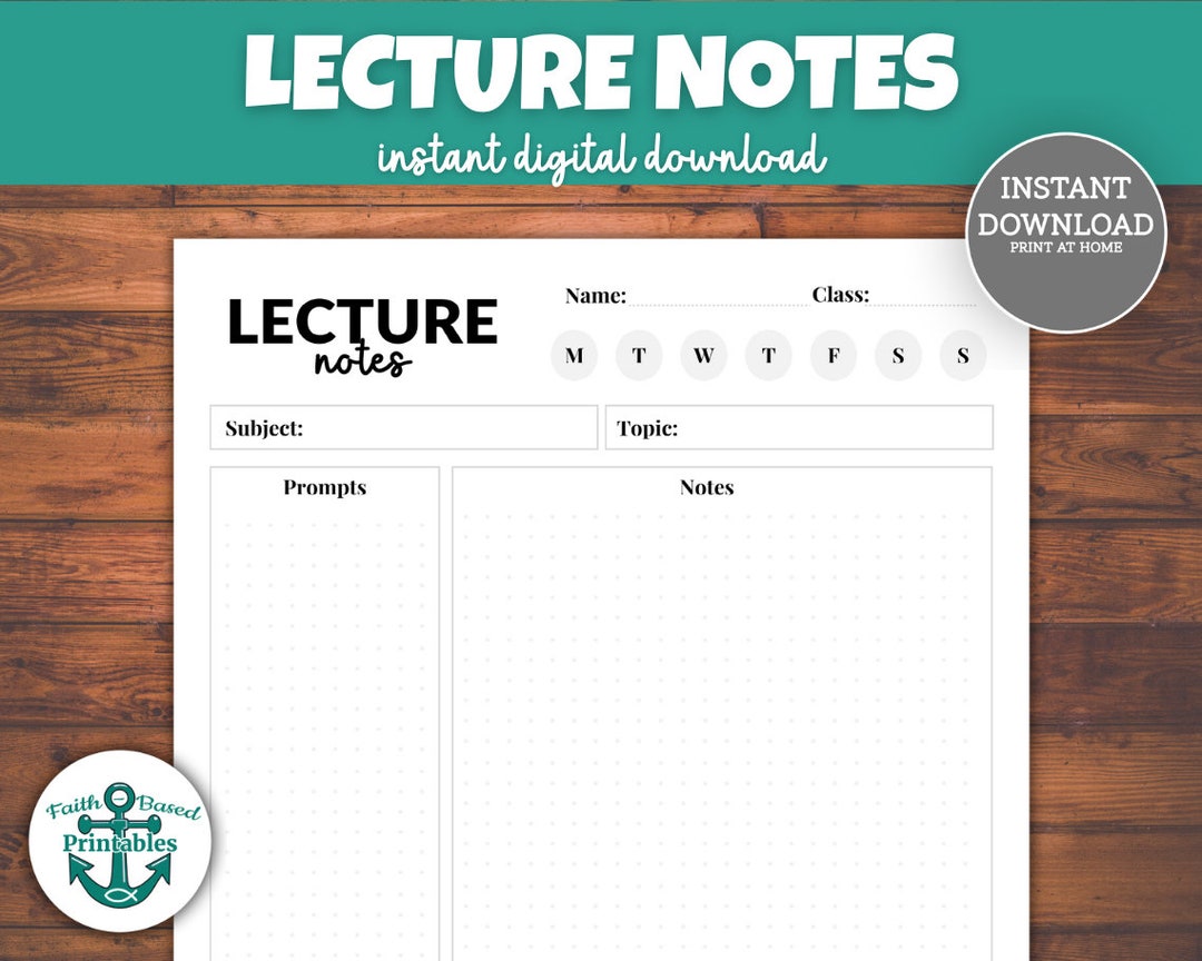 Lecture Notes Printable Lecture Notes Template Lecture Note Template ...