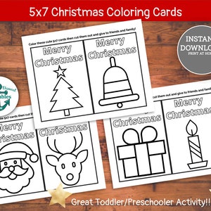 Printable Christmas Coloring Cards 5x7 Christmas Coloring Pages Printable Christmas Coloring Toddler Art Preschool Christmas Busy Activity