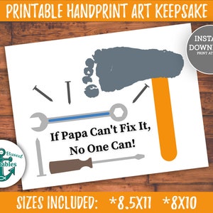 Arte stampabile dell'impronta della mano per papà Se papà non può aggiustarlo Nessuno può martellare Impronta artigianale Strumenti regalo ricordo Tuttofare Regalo stampabile