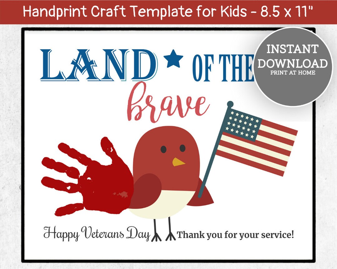 Veterans Day Handprint Card, Land of the Brave Handprint Craft ...