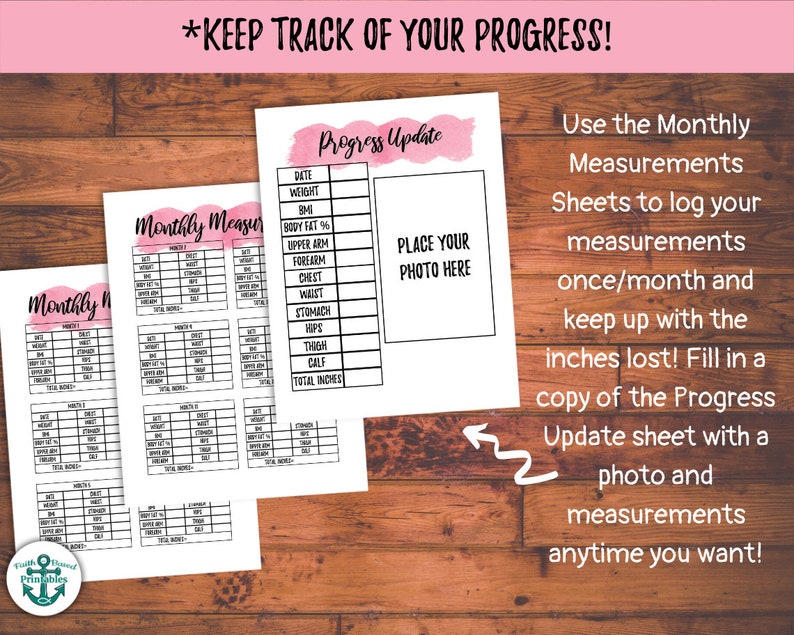 Pink Printable Weight Loss Journal 30 Page Pink Weight Loss Etsy