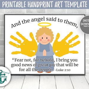 Luke 2:10 Handprint Angel Craft, Birth of Jesus, Good News of Great Joy, Christmas Handprint Art, Handprint Angel, Christmas Craft for Kids