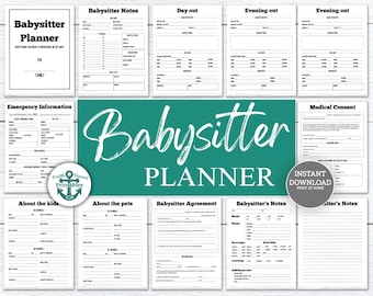 Comprehensive 20-Page Babysitter Planner | Daily Log, Emergency Info, Medical Consent, Kids & Pets Details | Printable PDF