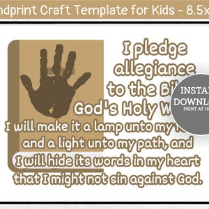 Pledge to the Bible Handprint Craft, Printable Handprint Art, I Pledge ...