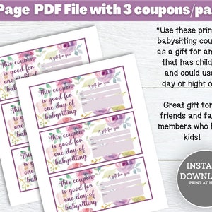 Babysitting Coupon Template Printable Coupons Free Baby Sitting Coupon ...