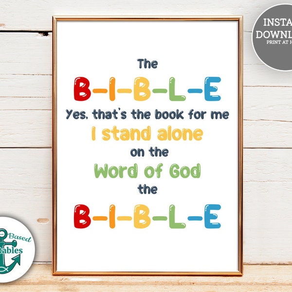 Christian Kids Signs The BIBLE yes that's the book for me Printable Preschool Songs Christian Homeschool Sunday School Art Word of God