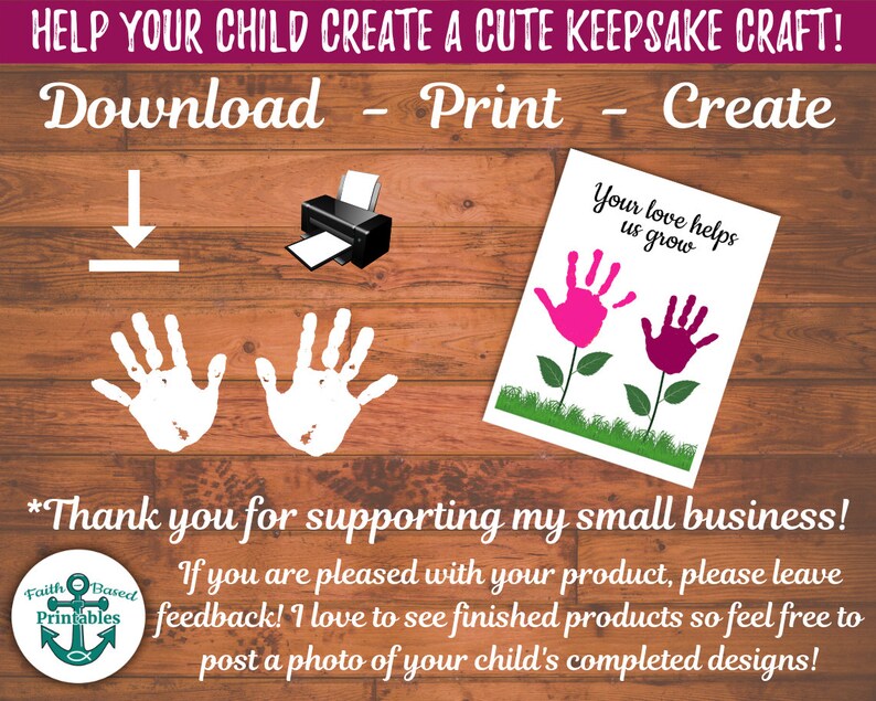 Your Love Helps Me Grow Flower Handprint Craft Your Love | Etsy
