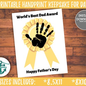 World's Best Dad Award Printable Handprint Card Hand Print - Etsy