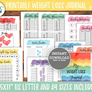 Rainbow Weight Loss Journal Printable Weight Loss Tracker Colorful Digital Weight Loss Motivation Weight Loss Goal Tracker PDF Weight Loss