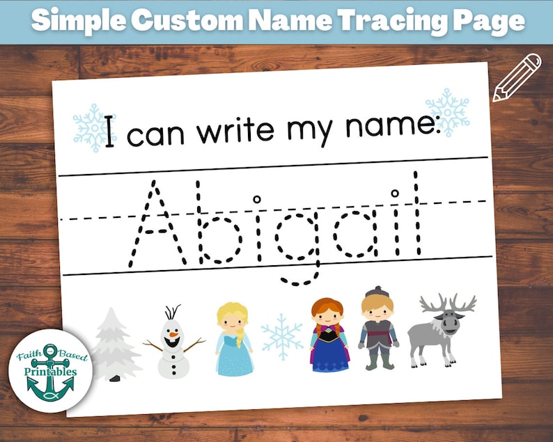 Ice Princess Custom Name Tracing Sheet Handwriting Practice Etsy