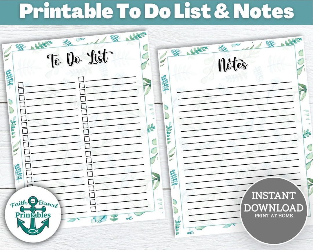 Printable to Do List and Notes Template Shopping Notes Simple ...