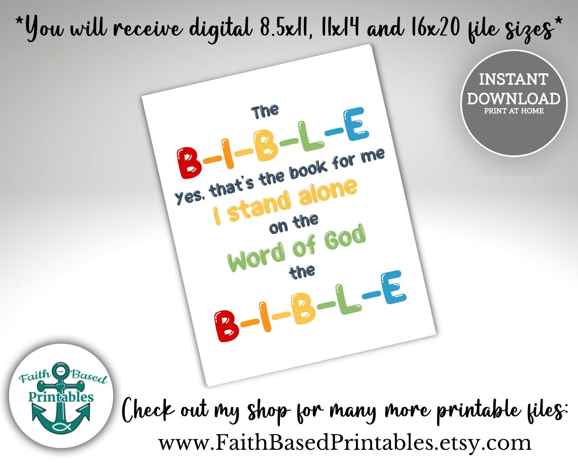 Christian Kids Signs the BIBLE Yes That's the Book for Me Etsy
