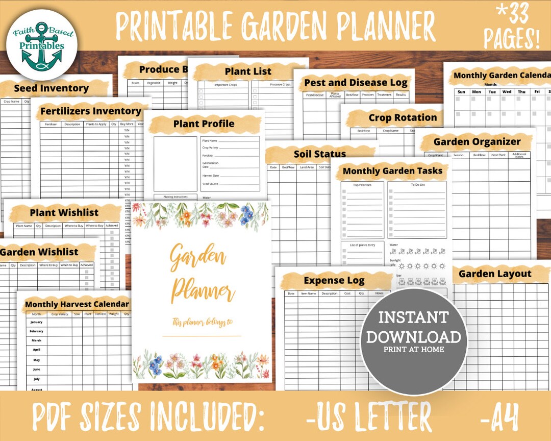 Printable Garden Planner Bundle Yellow Garden Planning Journal Plant ...