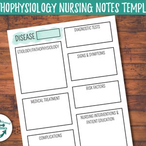 Patho Nursing Notes Template Krankheitsvorlage Pathophysiologie Study Guide
