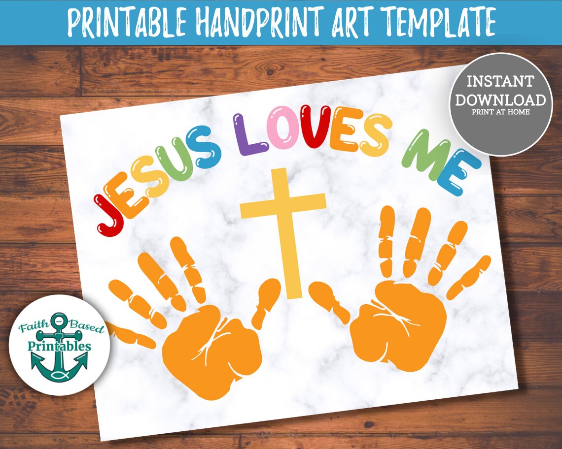 Jesus Loves Me Printable Handprint Craft Christian Homeschool Etsy