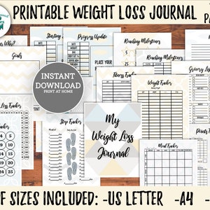 Printable Weight Loss Journal with Meal Planner Template Weight Loss Tracker Printable Weight Loss Motivation Goal Tracker Habit Tracker PDF