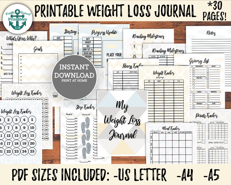 Printable Weight Loss Journal With Meal Planner Template | Etsy