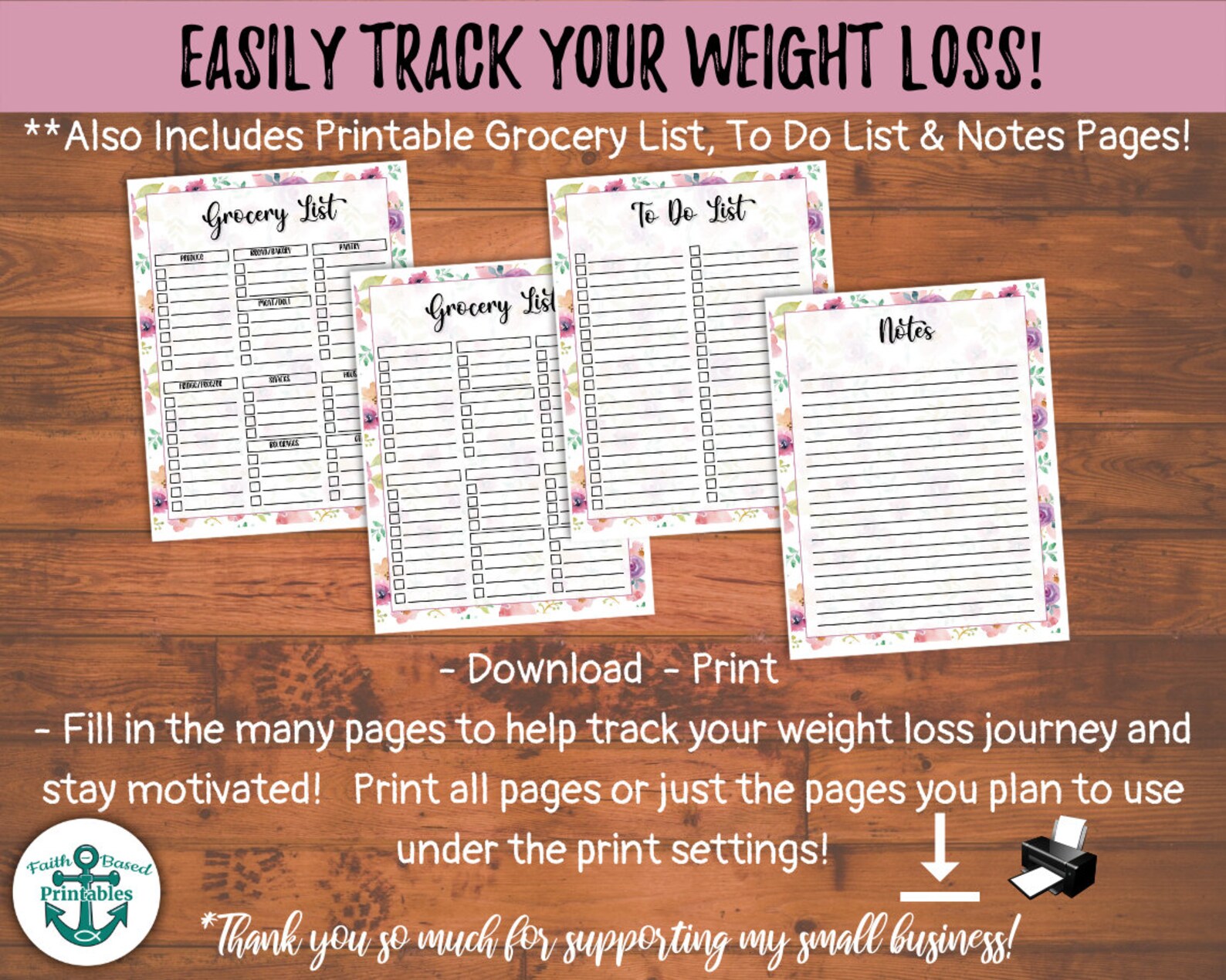 Purple Flower Weight Loss Journal Printable Weight Loss Etsy