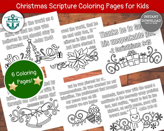 Christmas Scripture Coloring Pages for Kids Printable Bible | Etsy