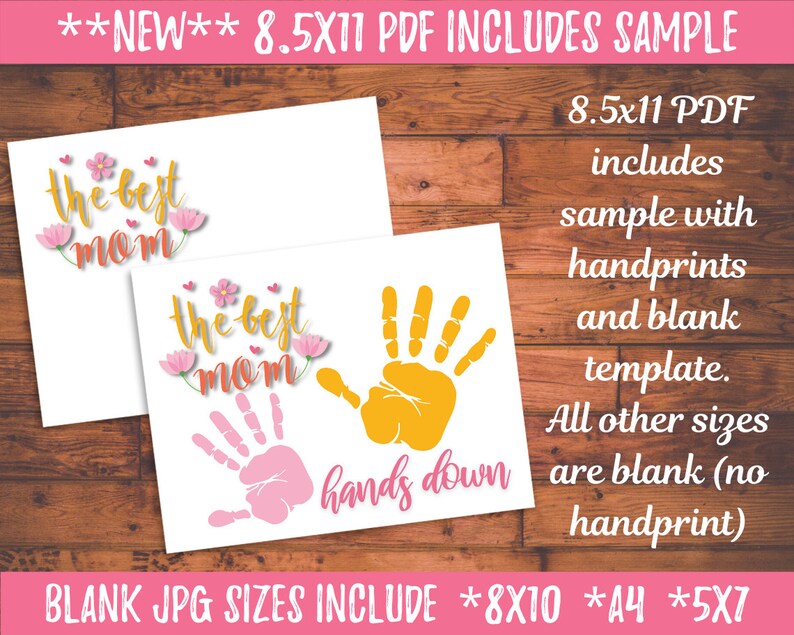 Mothers Day Handprint Art the Best Mom Hands Down Printable Etsy