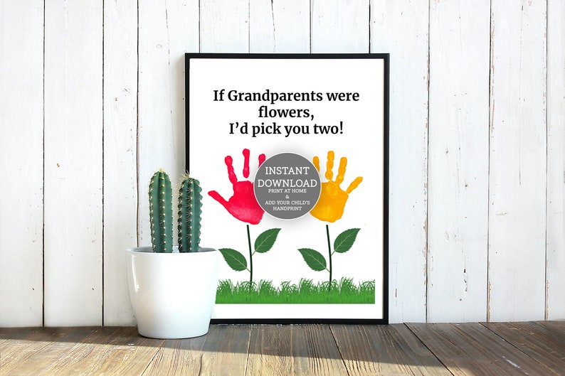 Grandparent's Day Printable Flower DIY Kids Handprint image 1