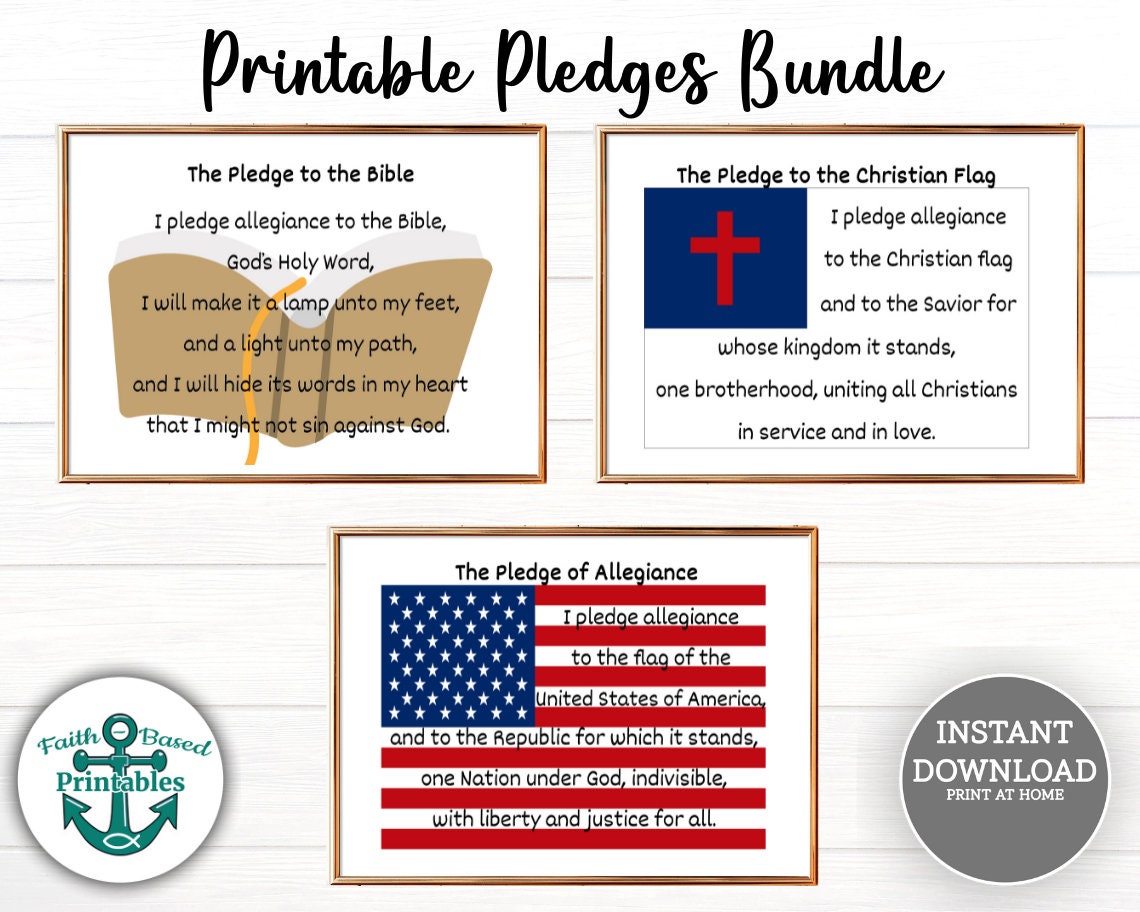 Pledge Of Allegiance Bundle Printable Pledge Of Allegiance Etsy Israel