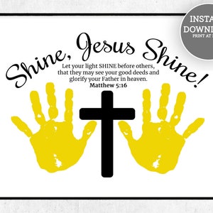 Shine Jesus Shine Handprint Craft, Printable, Matthew 5:16, Let Your Light Shine Handprint Art, Christian Craft, Inspiration for Kids, Art