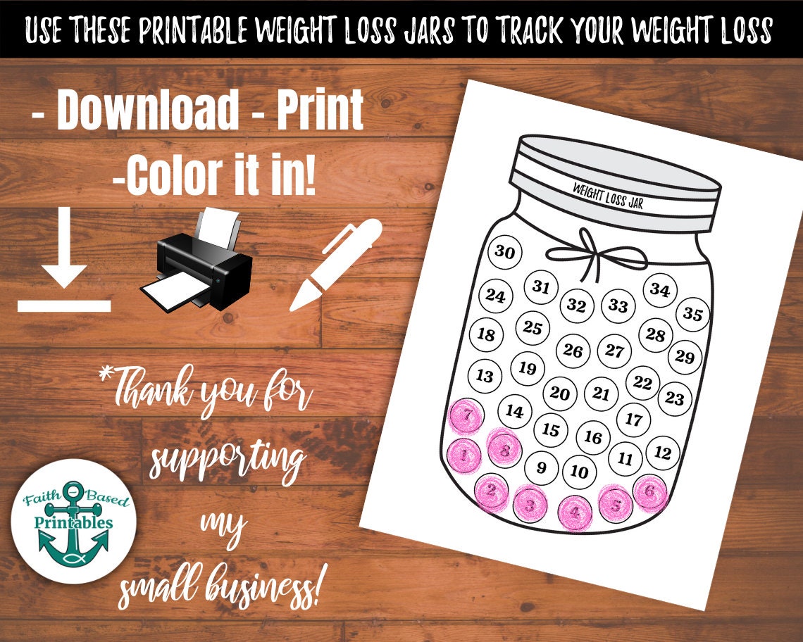Printable Weight Loss Tracker Jar Bundle Simple Weight Loss | Etsy