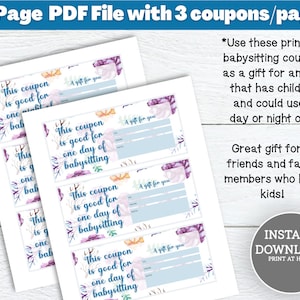 Babysitting Coupon Template Printable Coupons Free Baby Sitting Coupon ...