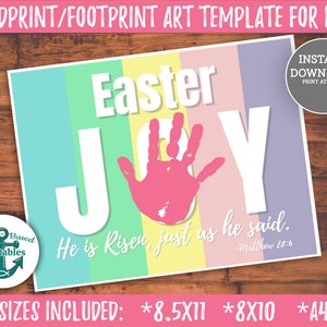 Easter Handprint Art He is Risen Just as He Said Matthew 28:6 Christian Homeschool Printable Christian Craft Easter Handprint Card Colorful
