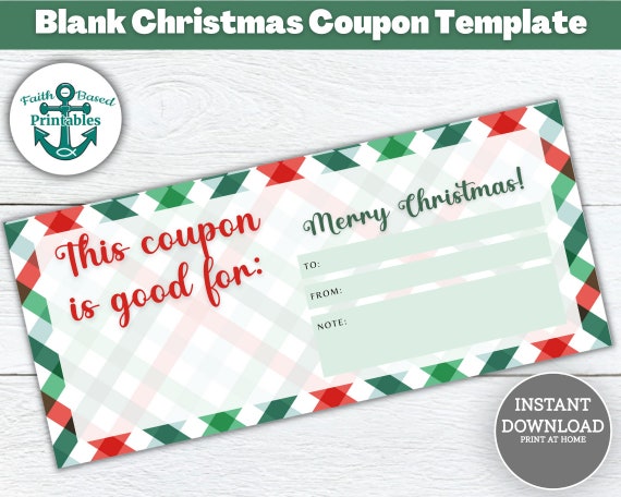 Printable Christmas Coupon Book Template Blank Coupons Gifts Etsy