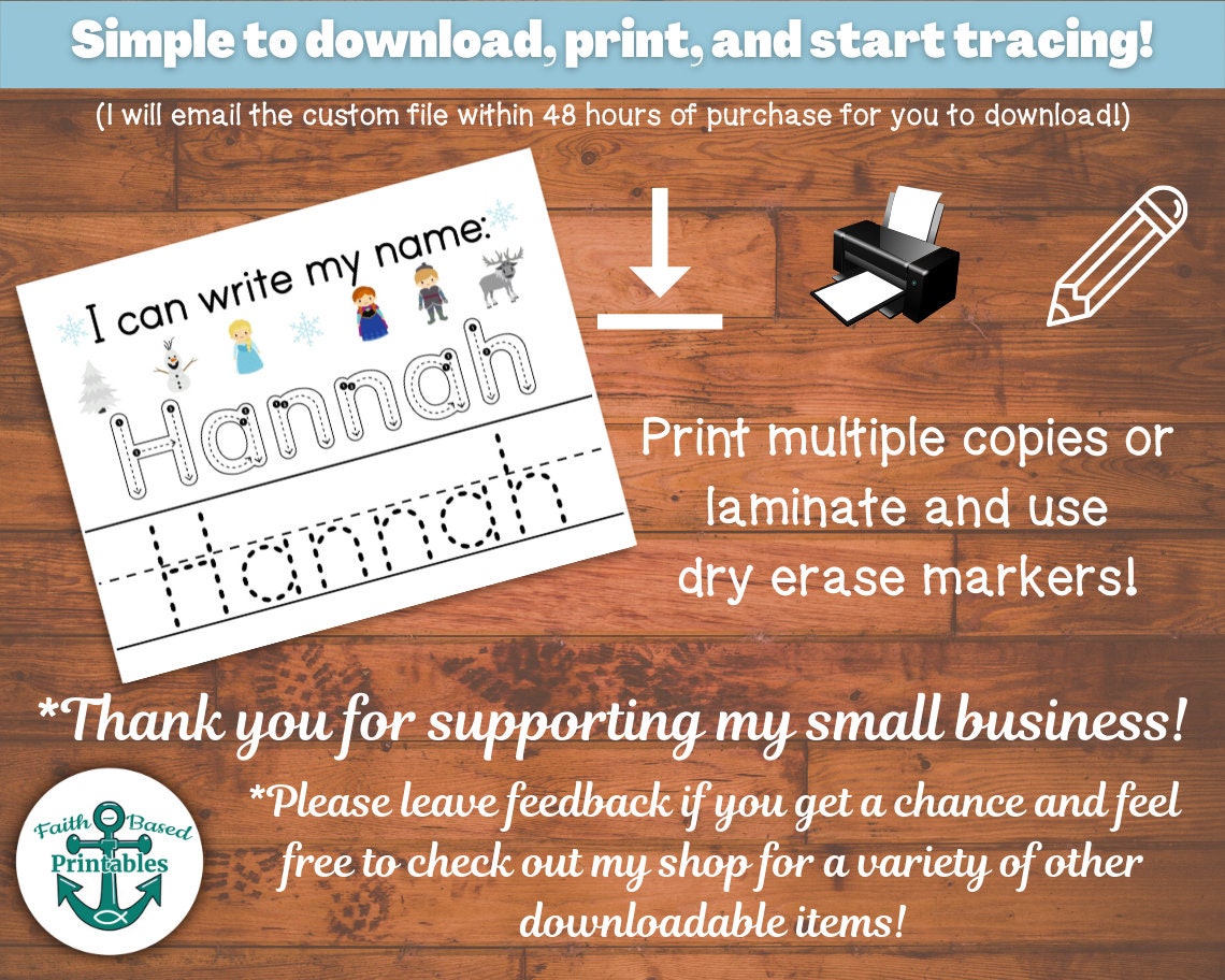 Custom Name Tracing Sheet Handwriting Practice Personalized Name Trace ...