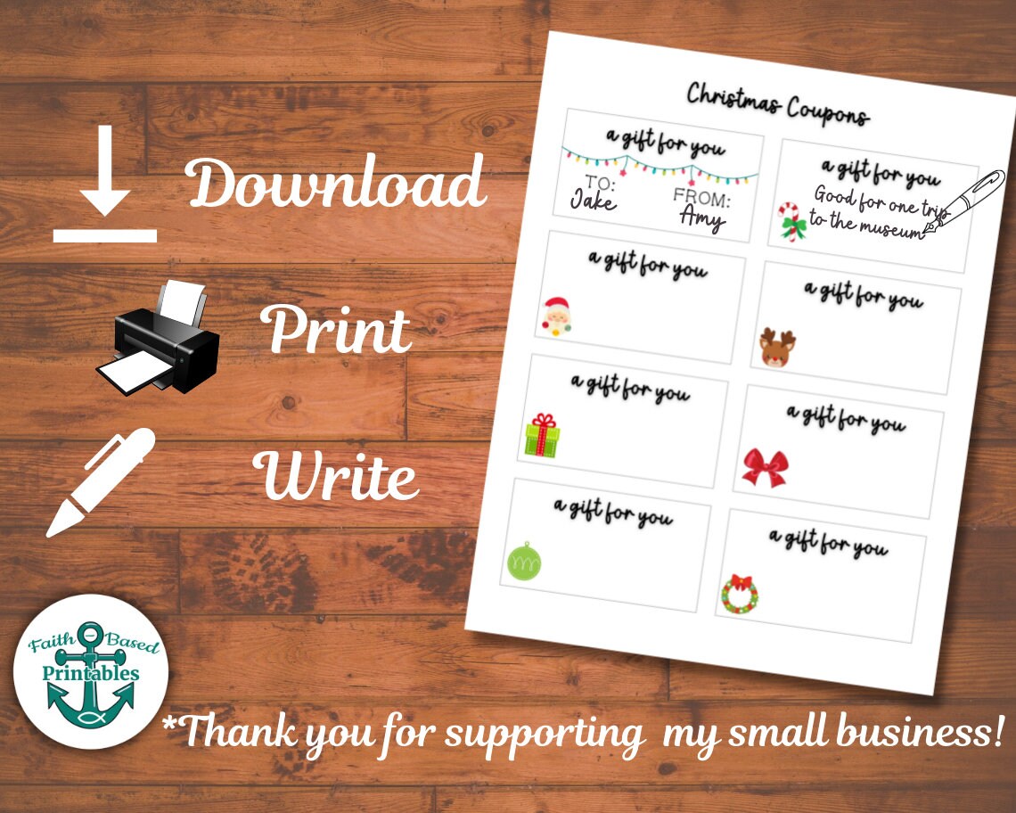 Printable Christmas Coupon Book Template Blank Coupons - Etsy