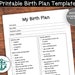 Birth Plan Template Simple Printable Birth Plan Checklist Minimalist ...