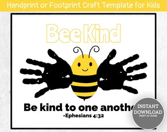 Bee Kind Handprint Craft, Christian Homeschool, Ephesians 4:32 (PDF, JPG, PNG)