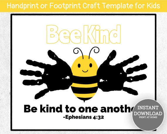 Bee Kind Handprint Craft, Christian Homeschool, Ephesians 4:32 (PDF, JPG, PNG)