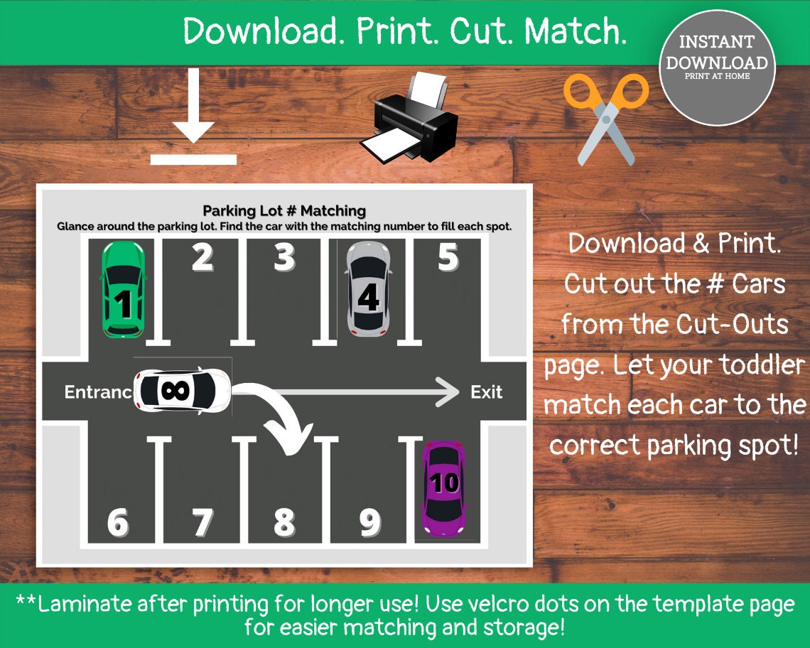 Car parking lot number game for kids